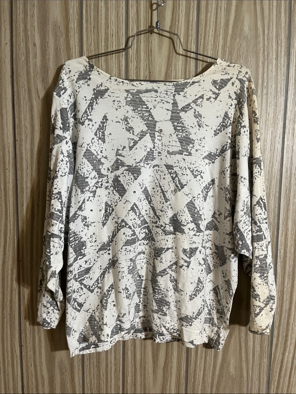 Vintage Qui Designer Collection Abstract Rhinestone Long Sleeve Tee - Size M
